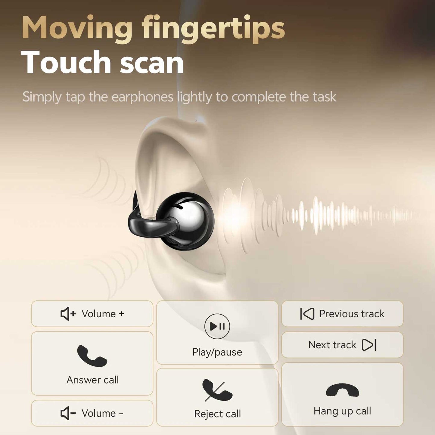 Wireless Ear-Clip TWS Earphones Bluetooth Earbuds Bone Conduction Headphones True Stereo Charging Case Hands-free Mic  - ONY92 2335-3