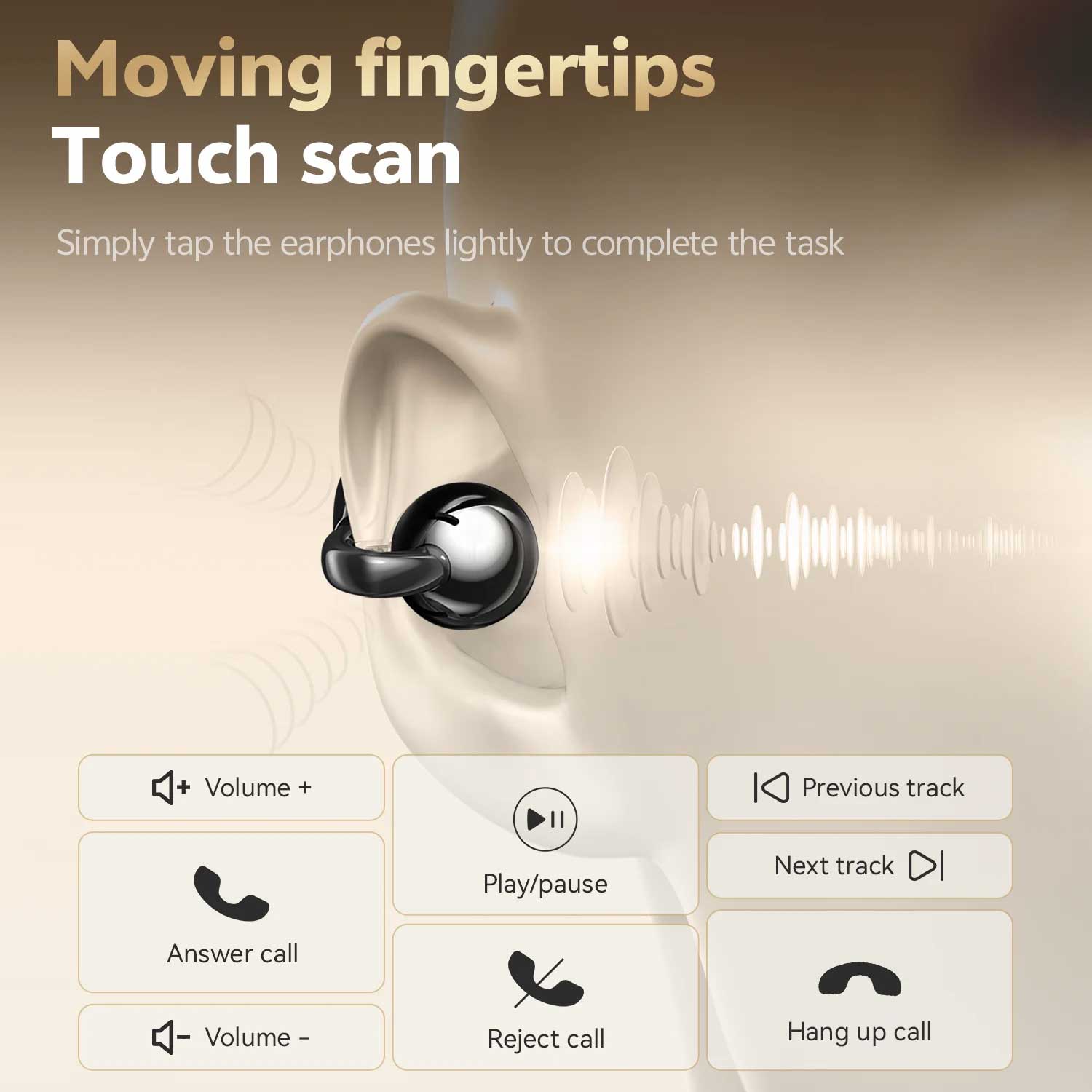 Wireless Ear-Clip TWS Earphones Bluetooth Earbuds Bone Conduction Headphones True Stereo Charging Case Hands-free Mic  - ONY92 2335-3
