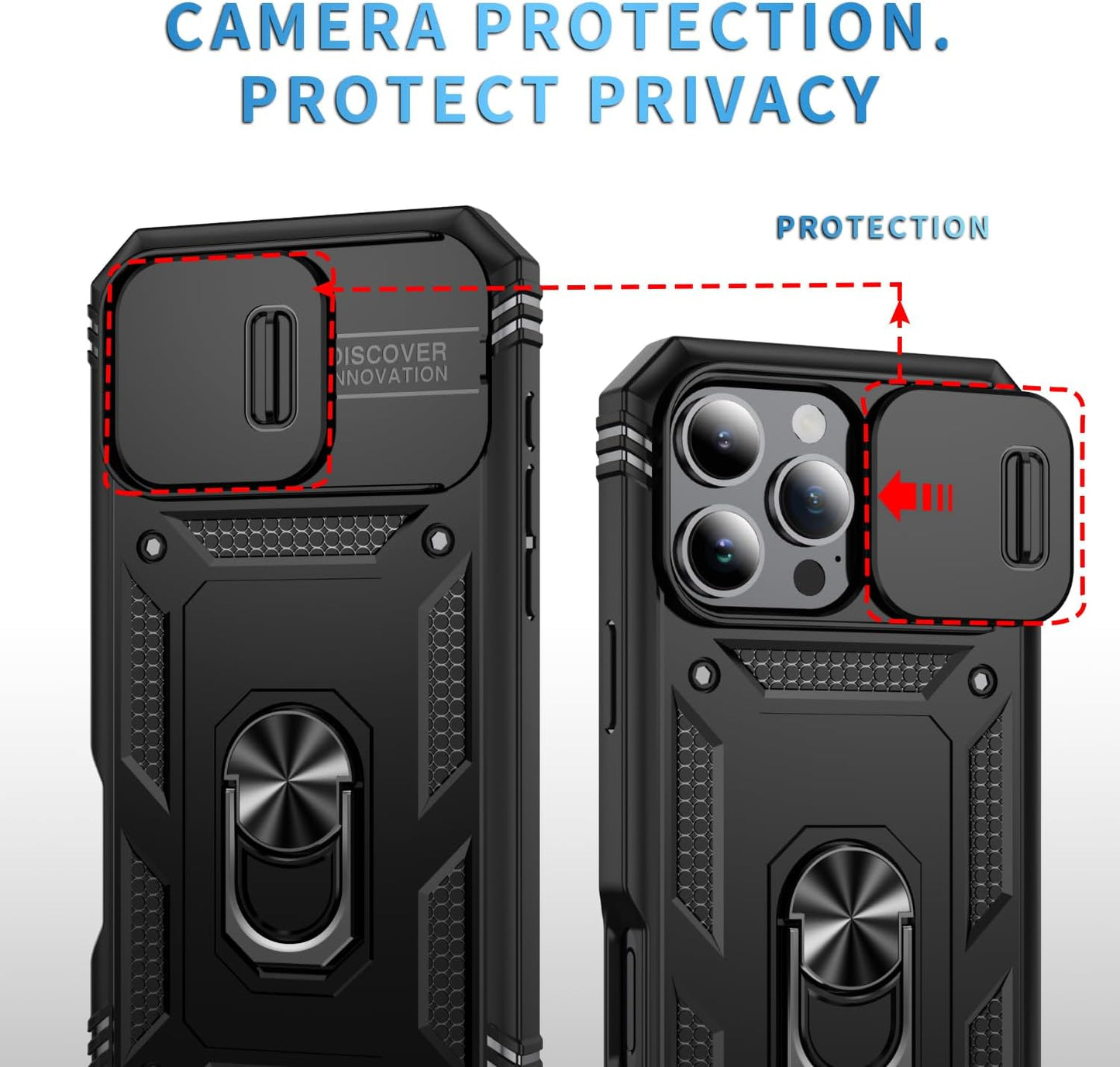 Hybrid Case Cover Metal Ring Lens Protects Kickstand Shockproof Armor  - ONXW110 2458-4