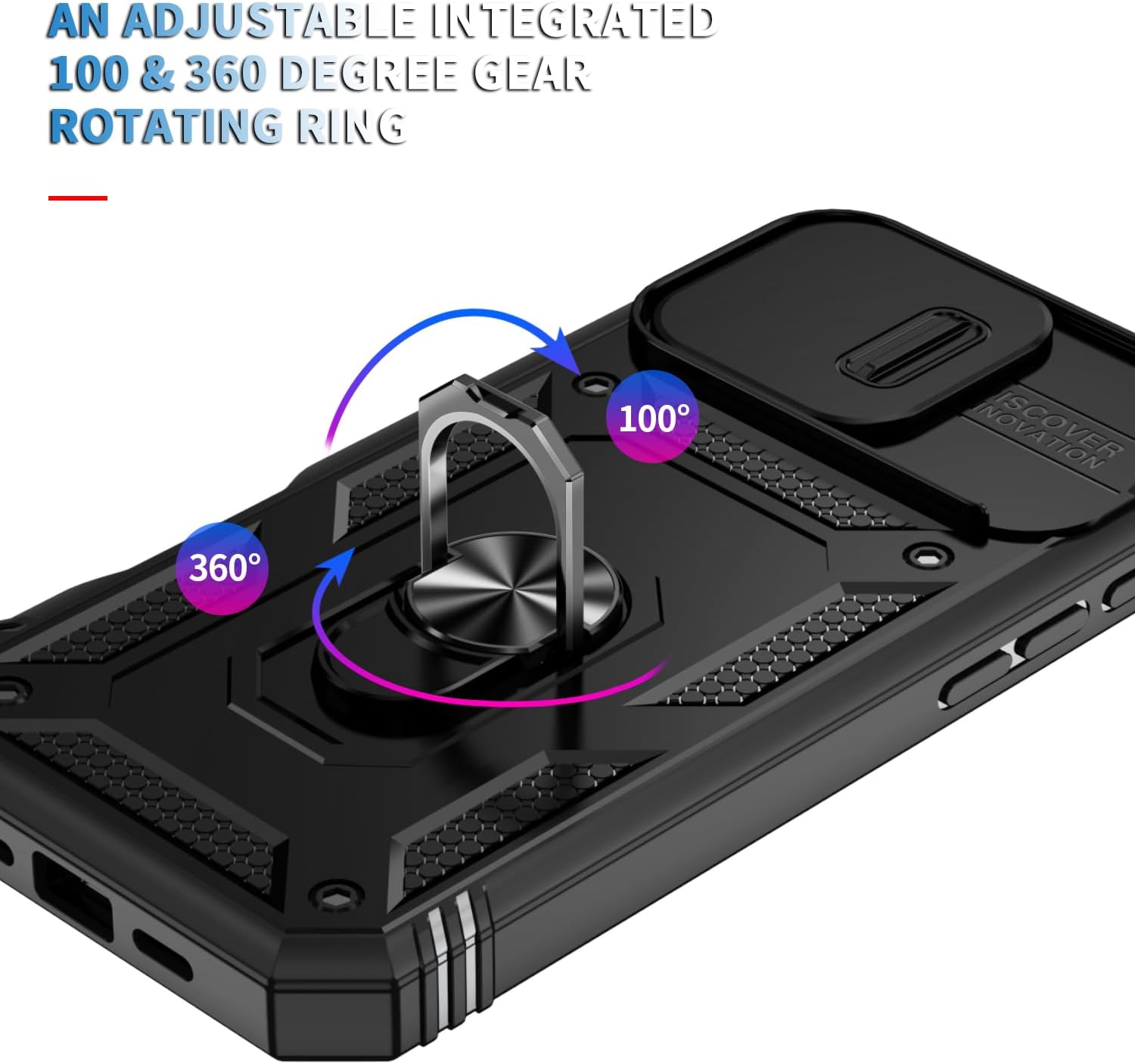 Hybrid Case Cover Metal Ring Lens Protects Kickstand Shockproof Armor  - ONXW110 2458-3