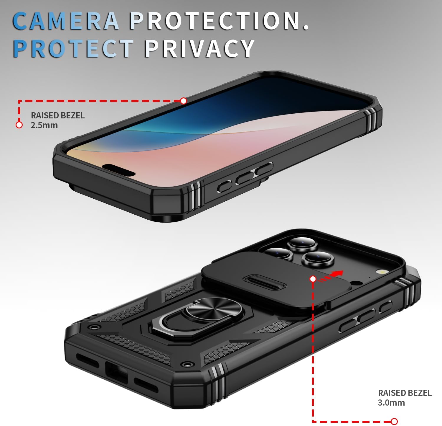 Hybrid Case Cover Metal Ring Lens Protects Kickstand Shockproof Armor  - ONXW106 2448-2