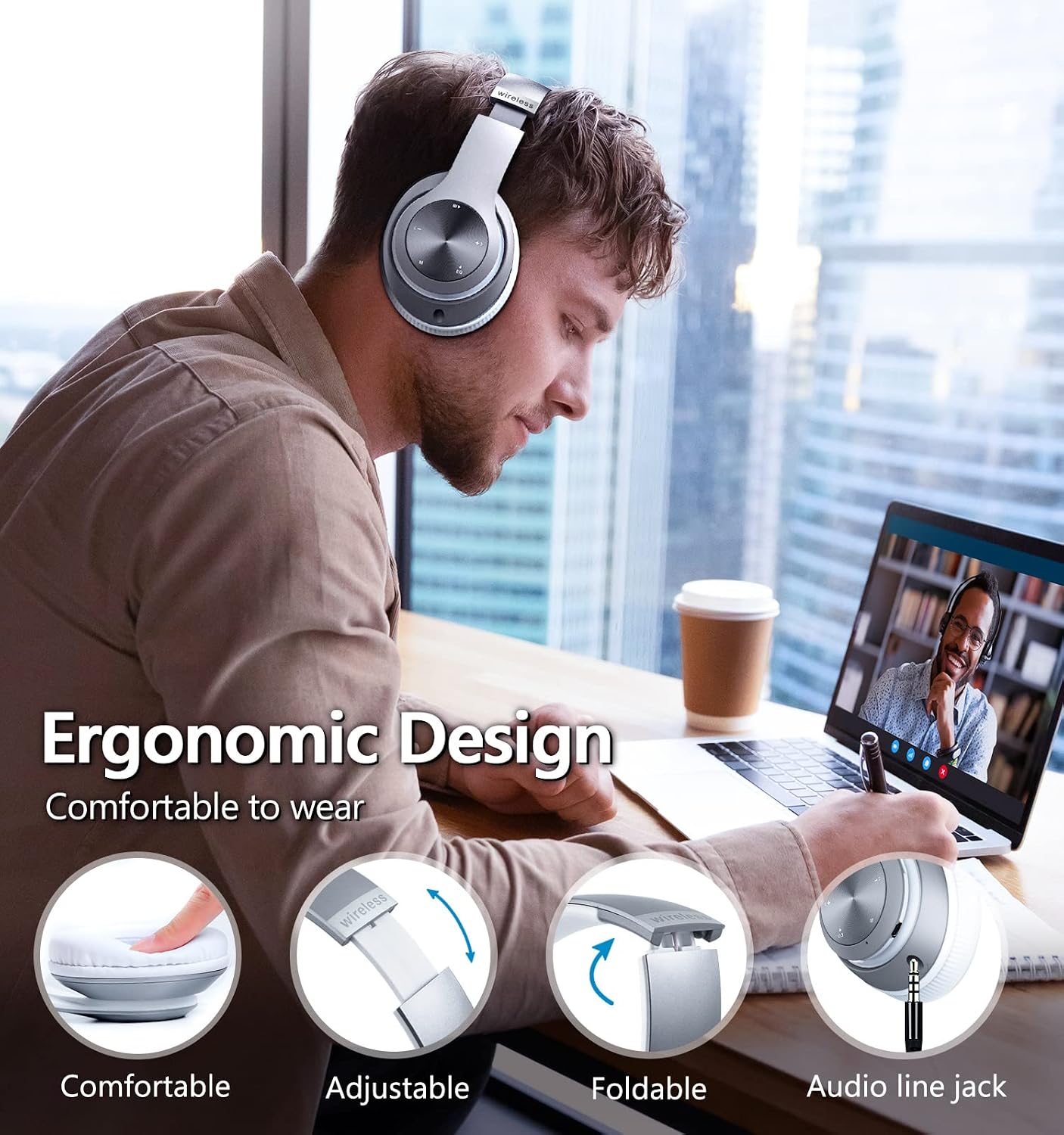 Wireless Headphones Foldable Headset w Mic Earphones Earbuds  - ONXW130 2478-3