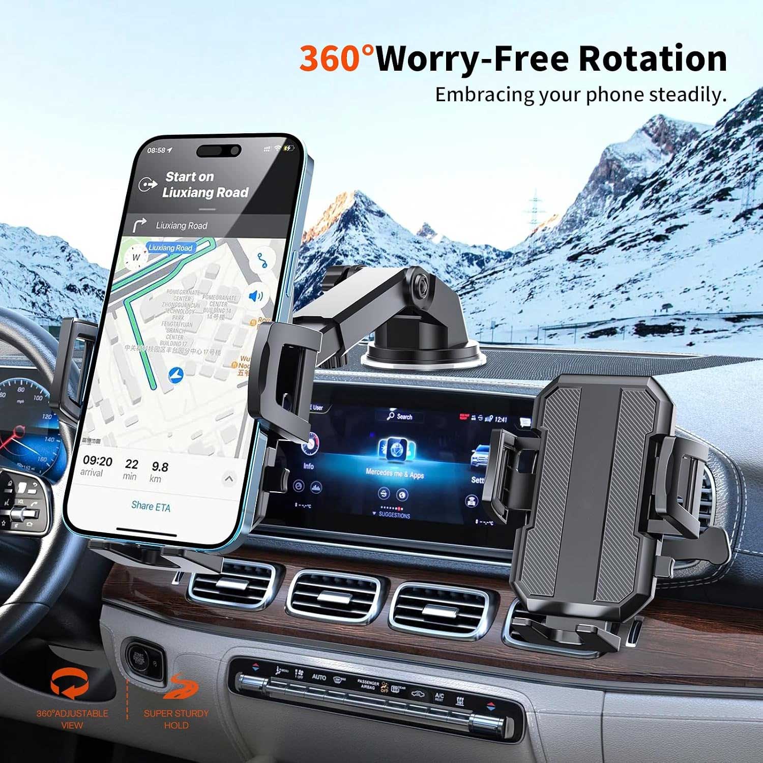 Car Mount Windshield Air Vent Phone Holder Glass Cradle Swivel Dock  - ONXW213 2563-7