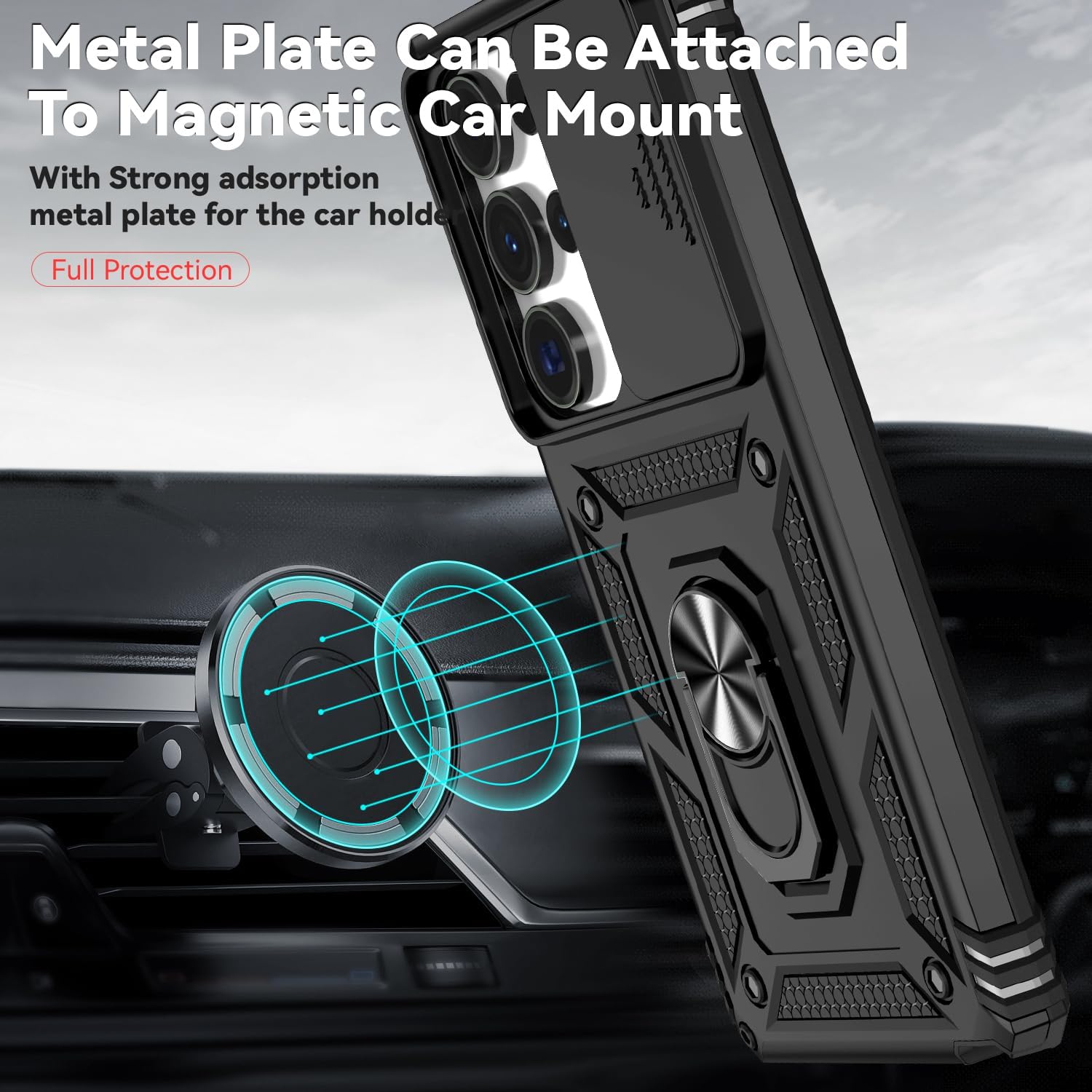 Hybrid Case Cover  Metal Ring  Lens Protects  Kickstand Shockproof Armor  - ONXW12 2348-3