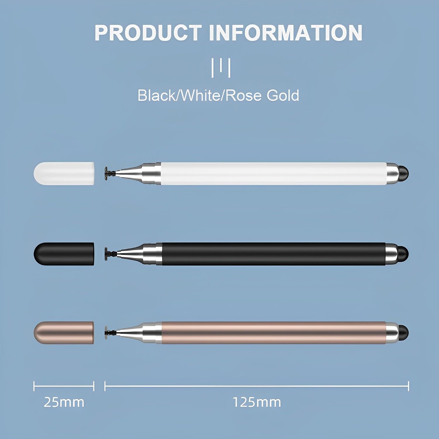 3 Pcs Stylus Touch Screen Pen  Lightweight Plastic  Black, White, Rose Gold  - ONXW260 2621-7