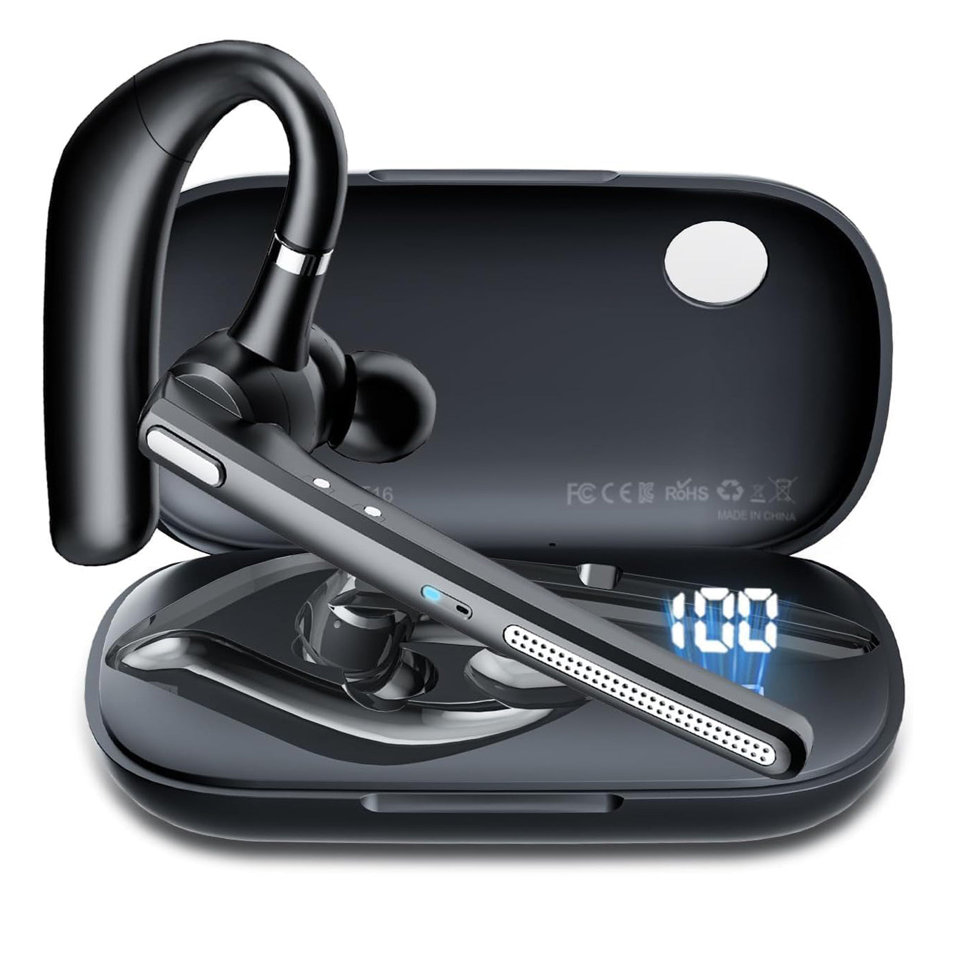 Wireless Earphone Ear-hook Headphone Boom Mic Handsfree Single Headset  - ONXW217 2567-1