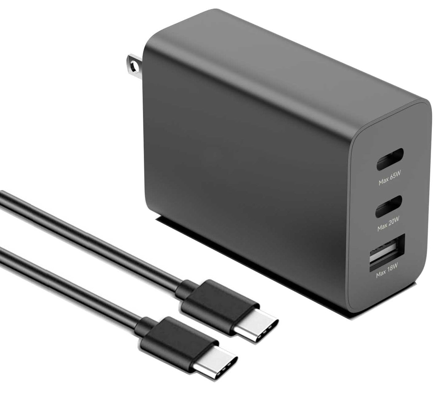65W Fast Home Wall Charger PD USB-C 6ft Long Cable Type-C Power Cord QC3.0 Adapter 3-Port  - ONL31 2286-1