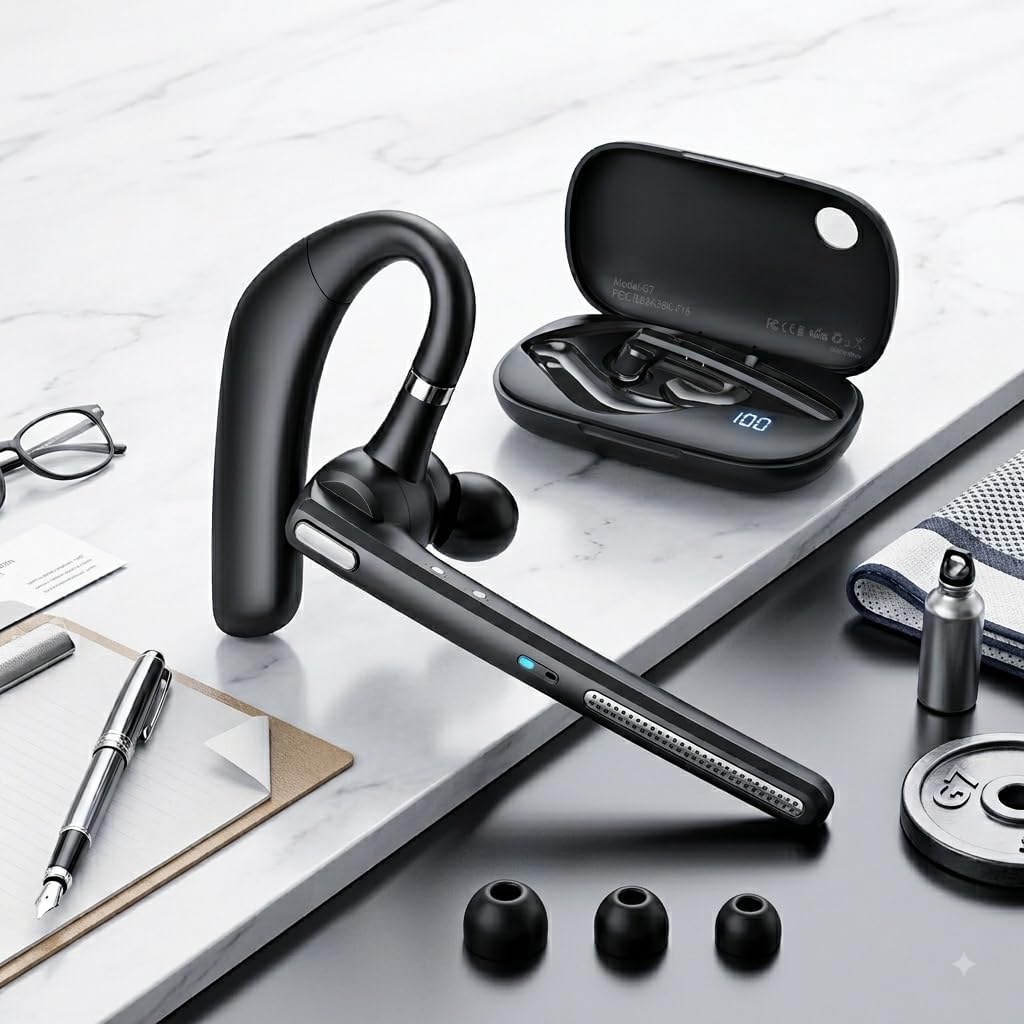 Wireless Earphone Ear-hook Headphone Boom Mic Handsfree Single Headset  - ONXW217 2567-4