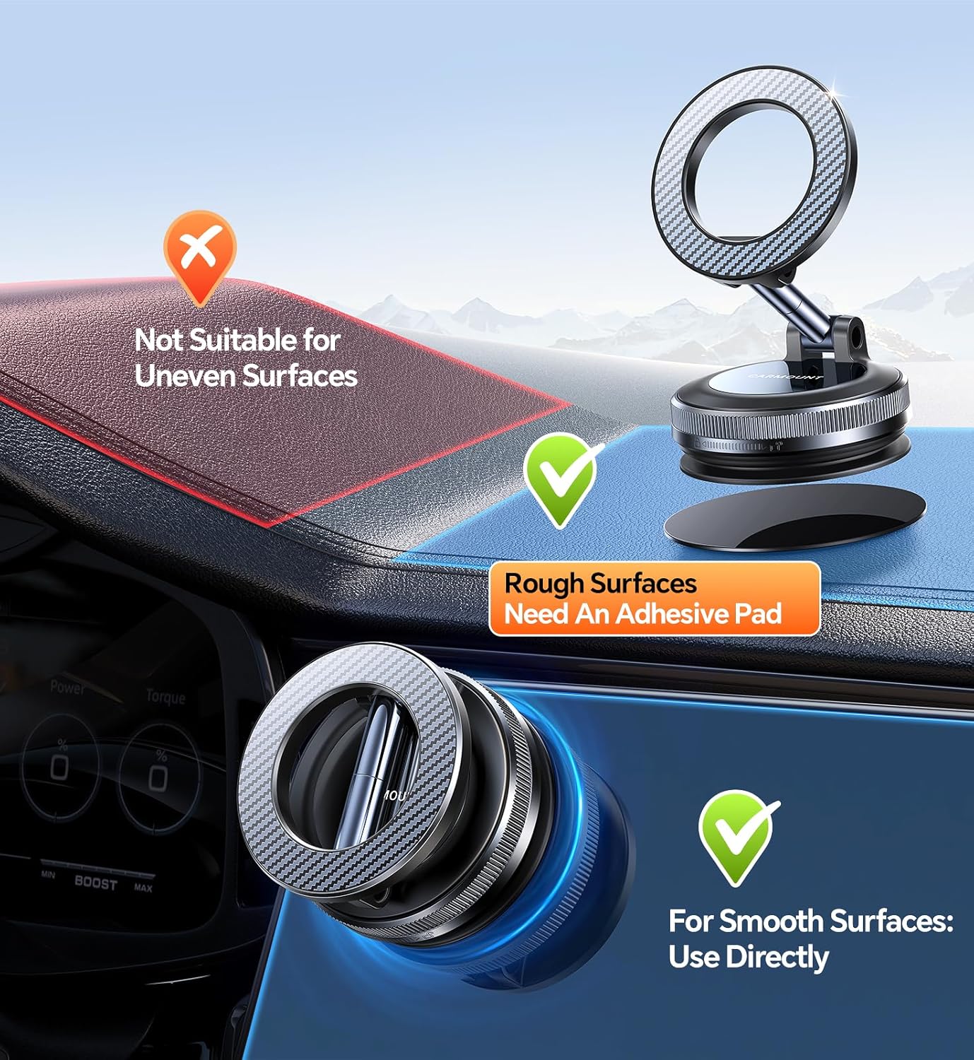 Vacuum Magnetic Phone Holder Mount Suction Folding  Windshield  - ONXW216 2566-7