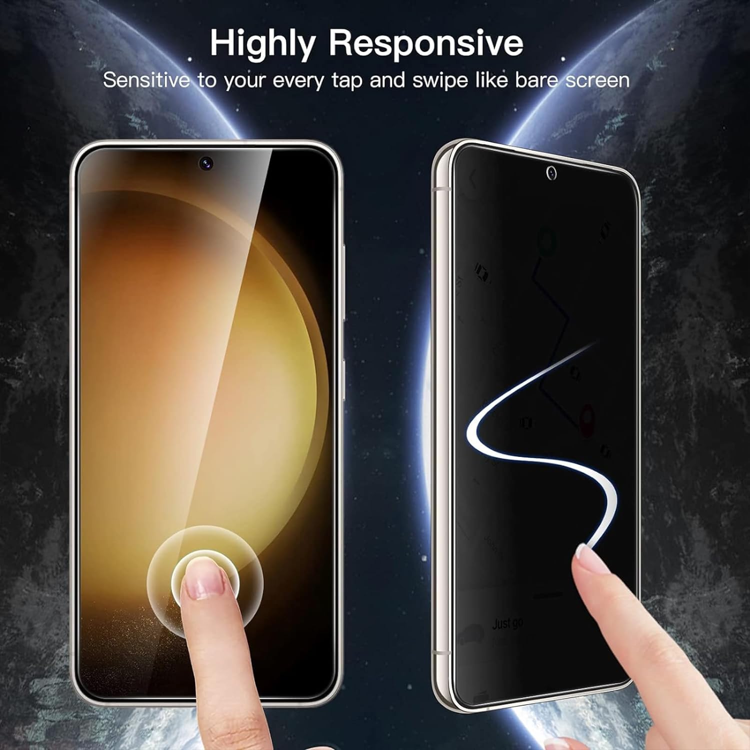 2 Pack Privacy Screen Protector TPU Film Fingerprint Works Anti-Spy Anti-Peep 3D Edge  - ON2SP32 2226-3