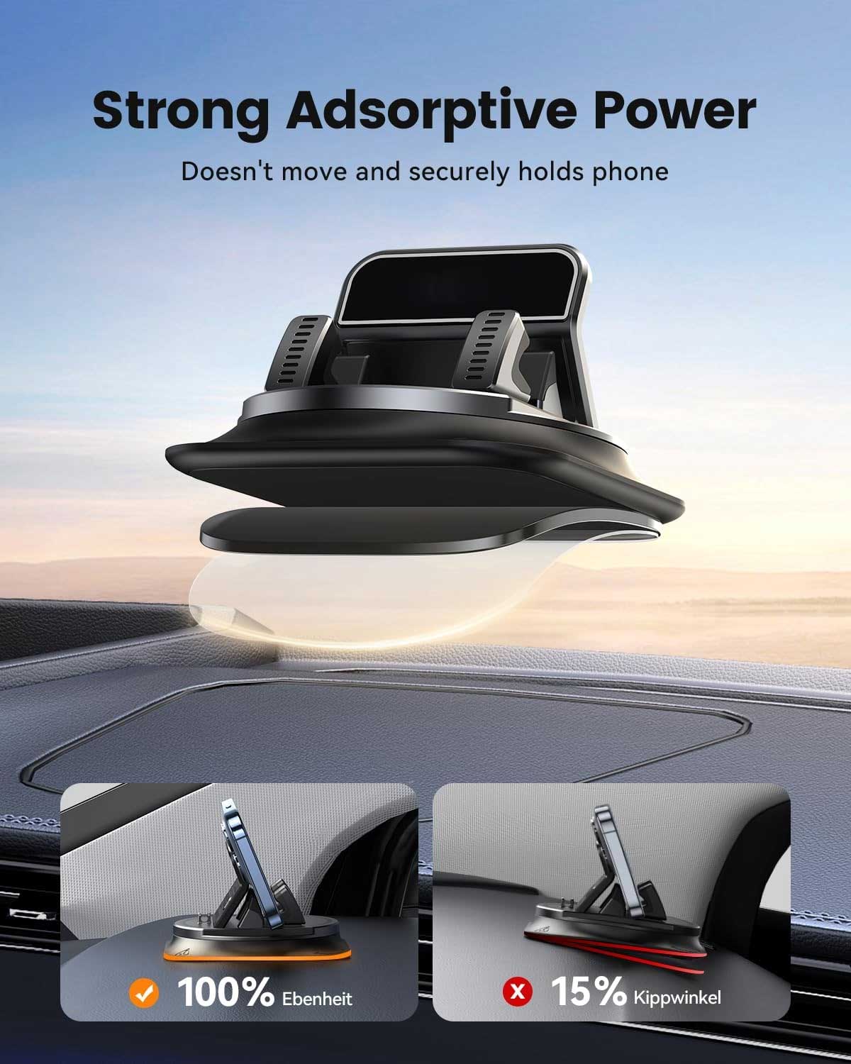 Car Mount Non-Slip 360 Degree Rotation Dashboard Holder One-Hand Operation Adjustable Spring Clip  - ONXW201 2551-3