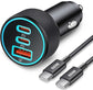  Quick Car Charger  67W 3-Port USB Cable Type-C PD Power Adapter  - ONXW279 2640-1