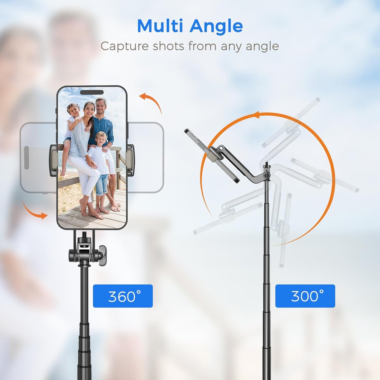 Selfie Stick  Wireless Built-in Tripod  Remote Shutter Stand Self-Portrait  - ONXW15 2351-4