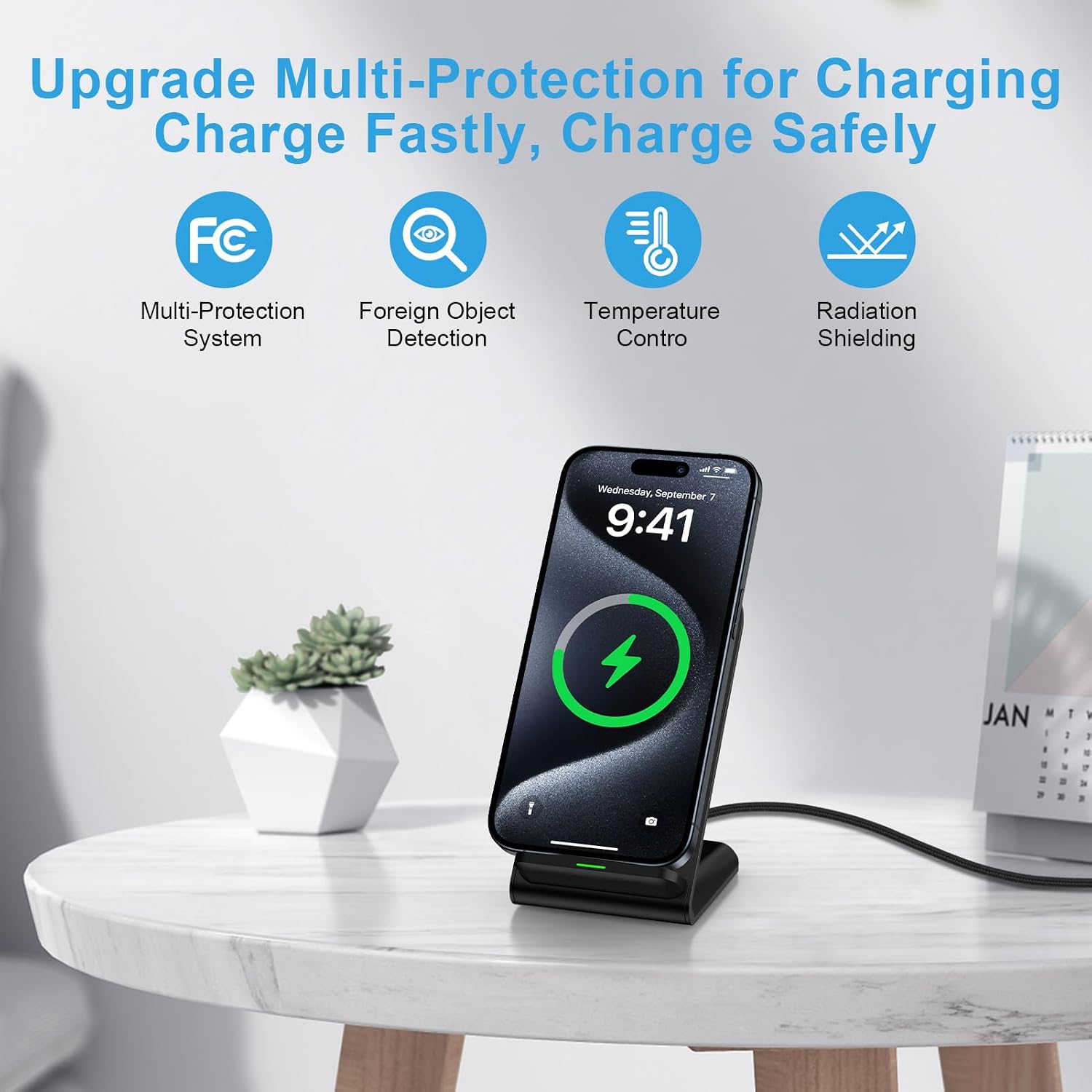 Wireless Charger 15W Fast Stand Charging Pad  Slim Charging Station   - ONXW206 2556-2
