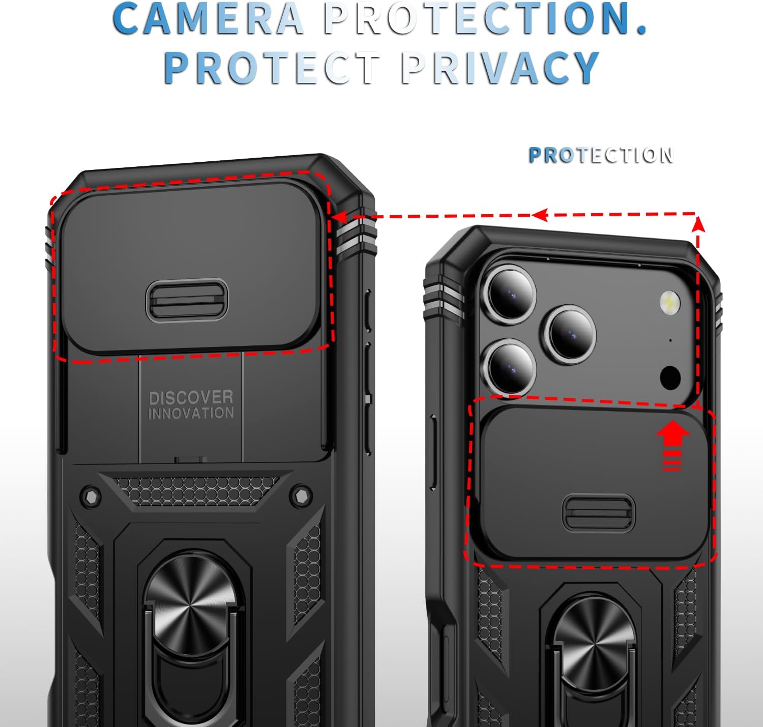 Hybrid Case Cover Metal Ring Lens Protects Kickstand Shockproof Armor  - ONXW105 2447-4