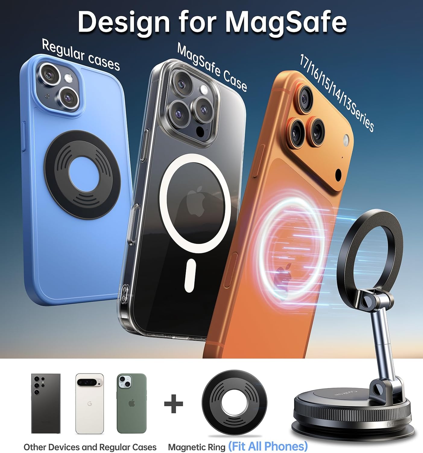 Vacuum Magnetic Phone Holder Mount Suction Folding  Windshield  - ONXW216 2566-8