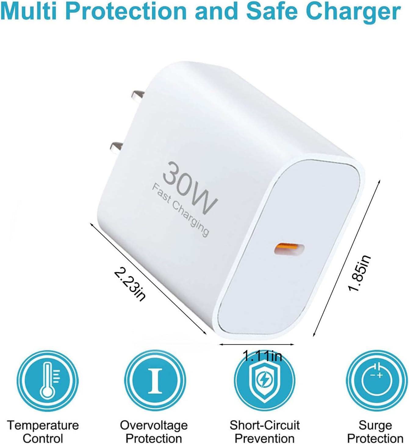 3 Pack 30 Fast Home Charger PD Type-C 3 Pack 6ft USB-C Cable Quick Power Adapter  - ONXW232 2588-4
