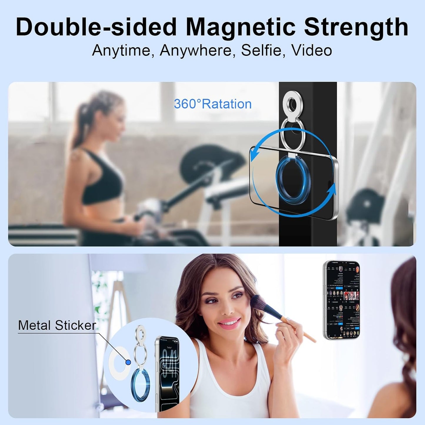 Metal Magnetic Ring Phone Holder  Blue Kickstand Folding Desk Stand  - ONXW218 2568-2