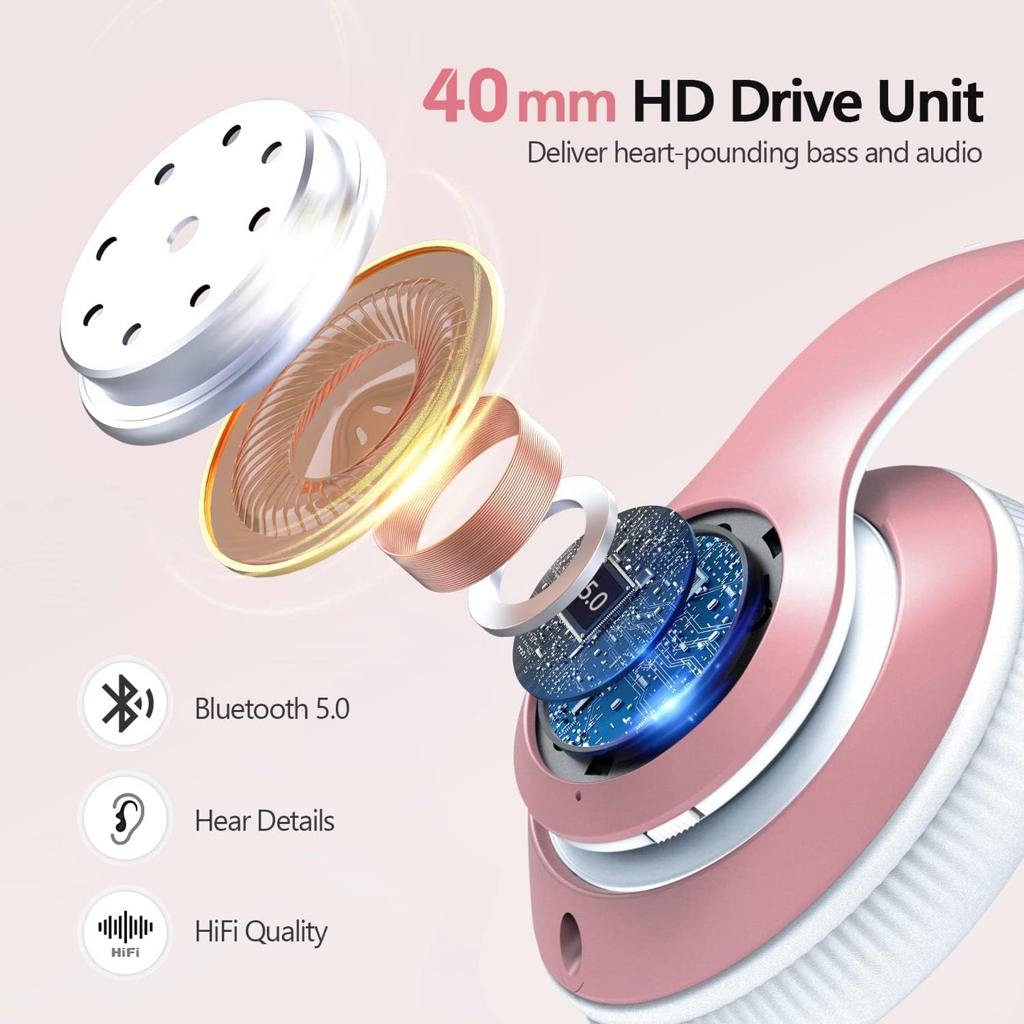 Wireless Headphones Foldable Headset w Mic Earphones Earbuds  - ONXW129 2477-4