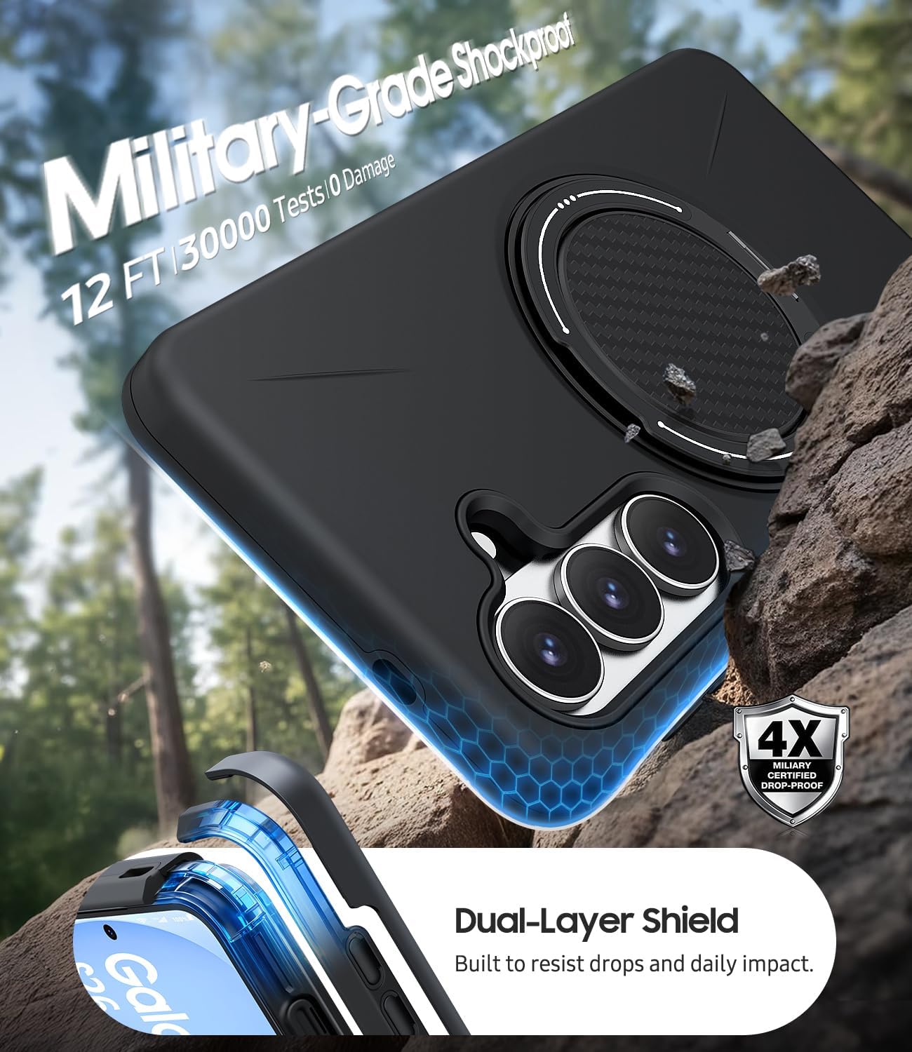 Magnetic Ring Case 360 Degree Rotate Cover Armor Drop-Proof Defender  - ONXW4 2340-3