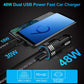 48W Fast Car Charger USB-C Power Adapter Straight Type-C Cable Extra USB Port DC Socket  - ONXW238 2594-3