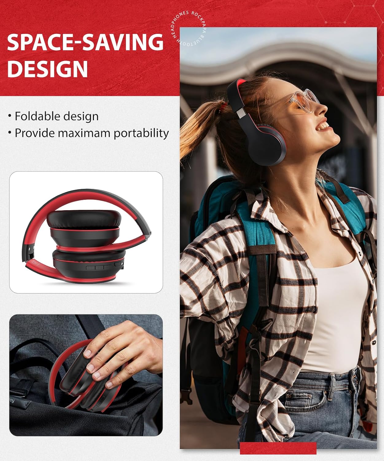 Wireless Headphones Foldable Headset w Mic Earphones Earbuds  - ONXW133 2482-4
