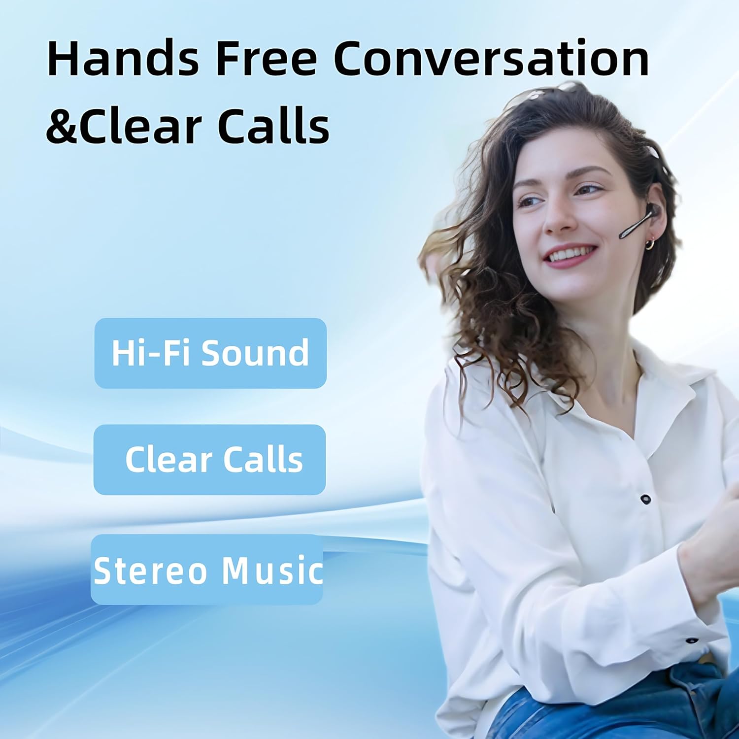 Wireless Earphone Ear-hook Headphone Boom Mic Single Over The Ear Earbud  - ONXW225 2580-4