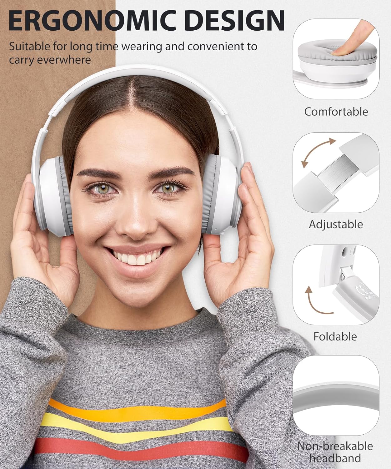 Wireless Headphones Foldable Headset w Mic Earphones Earbuds  - ONXW132 2481-2