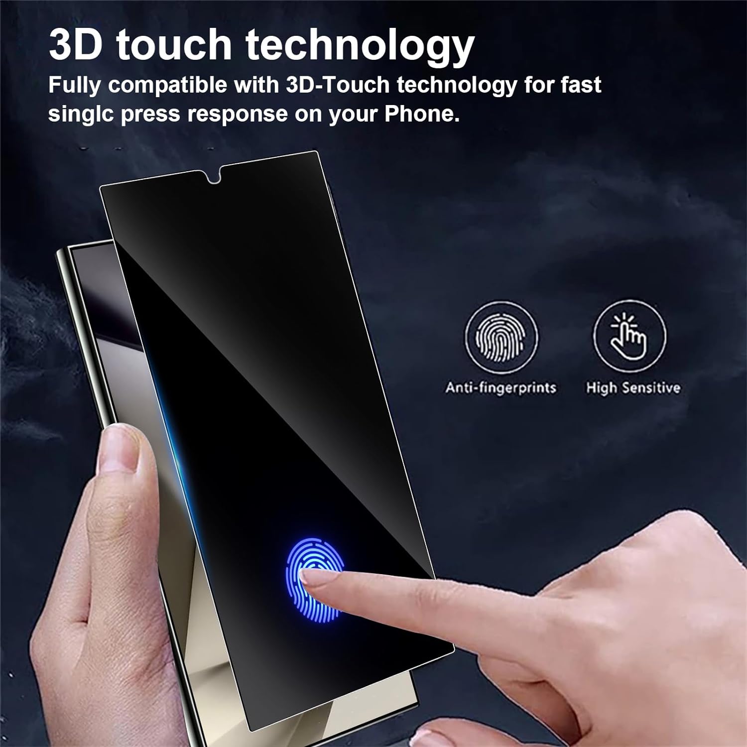 2 Pack Privacy Screen Protector TPU Film Fingerprint Works Anti-Spy Anti-Peep 3D Edge  - ON2V46 2069-4