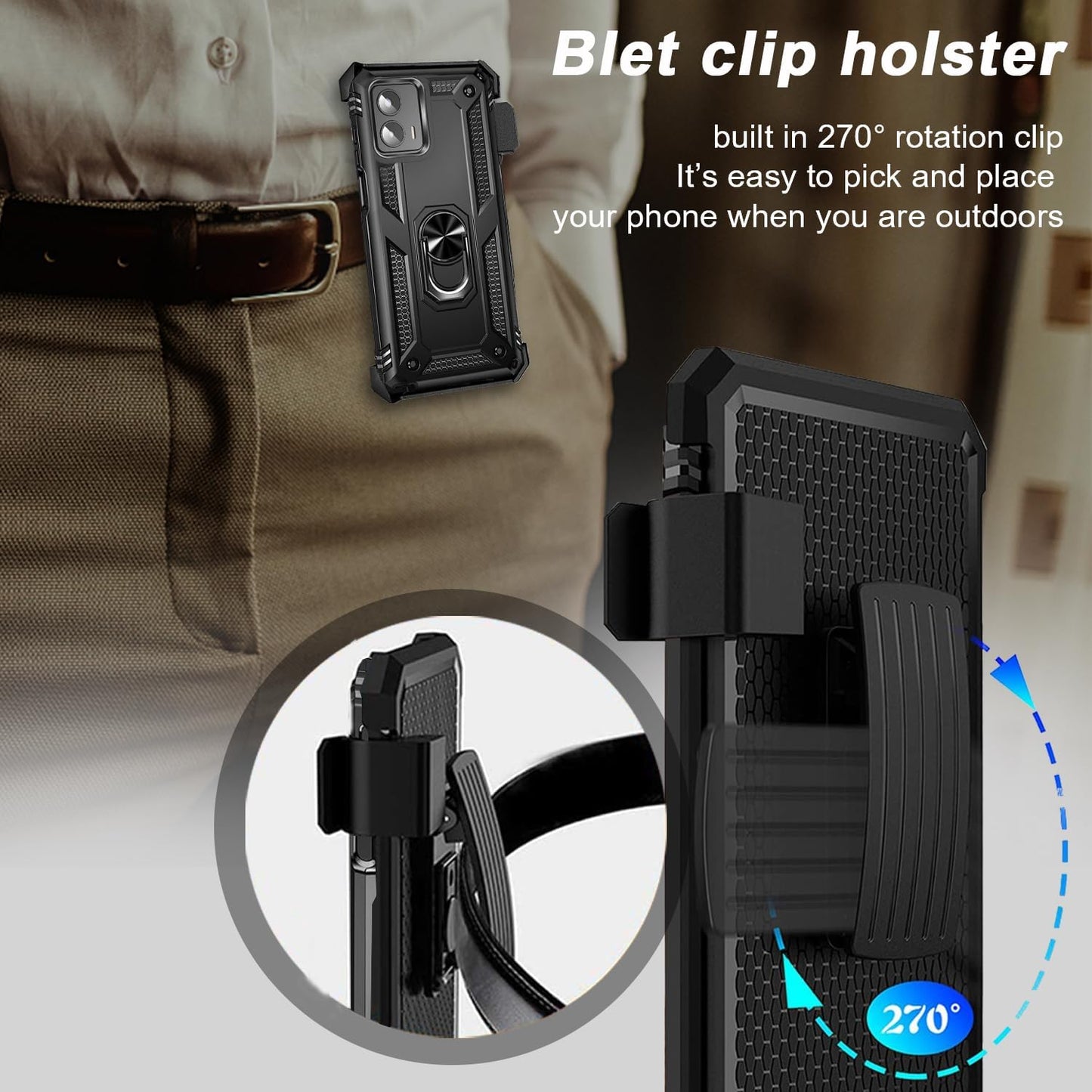 Case Belt Clip Holster Swivel Metal Ring Cover Kickstand Armor  - ONV79 2118-3