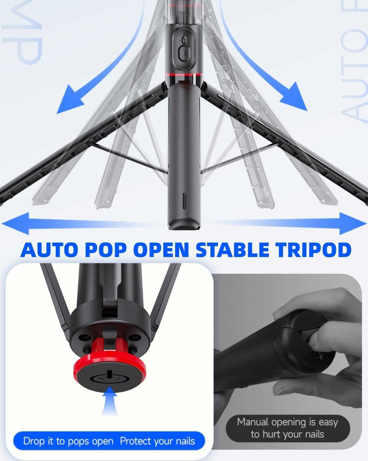 Tripod Selfie Stick Wireless Monopod Remote Shutter Built-in Self-Portrait  - ONV91 2332-5