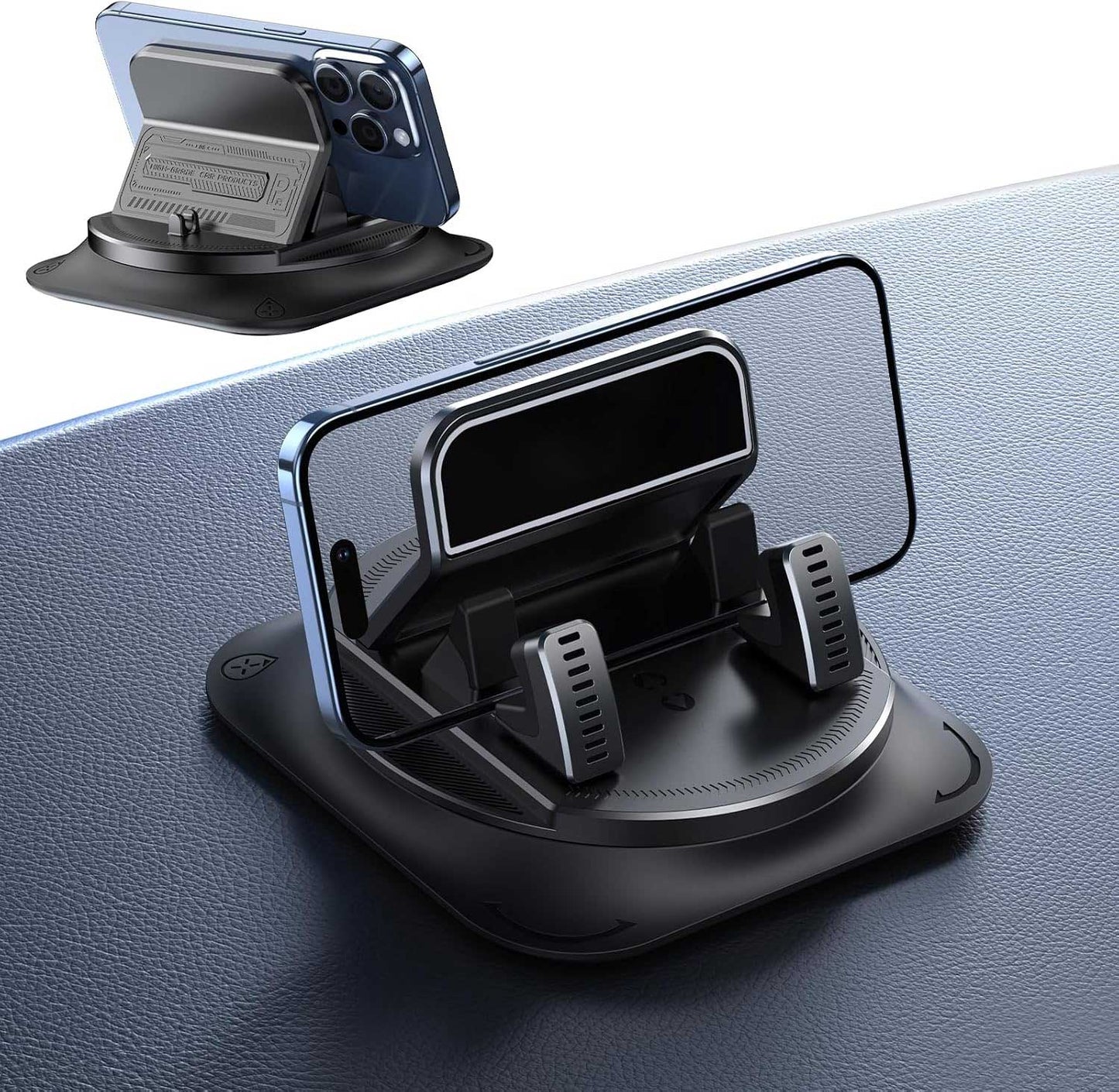 Car Mount Non-Slip 360 Degree Rotation Dashboard Holder One-Hand Operation Adjustable Spring Clip  - ONXW201 2551-1