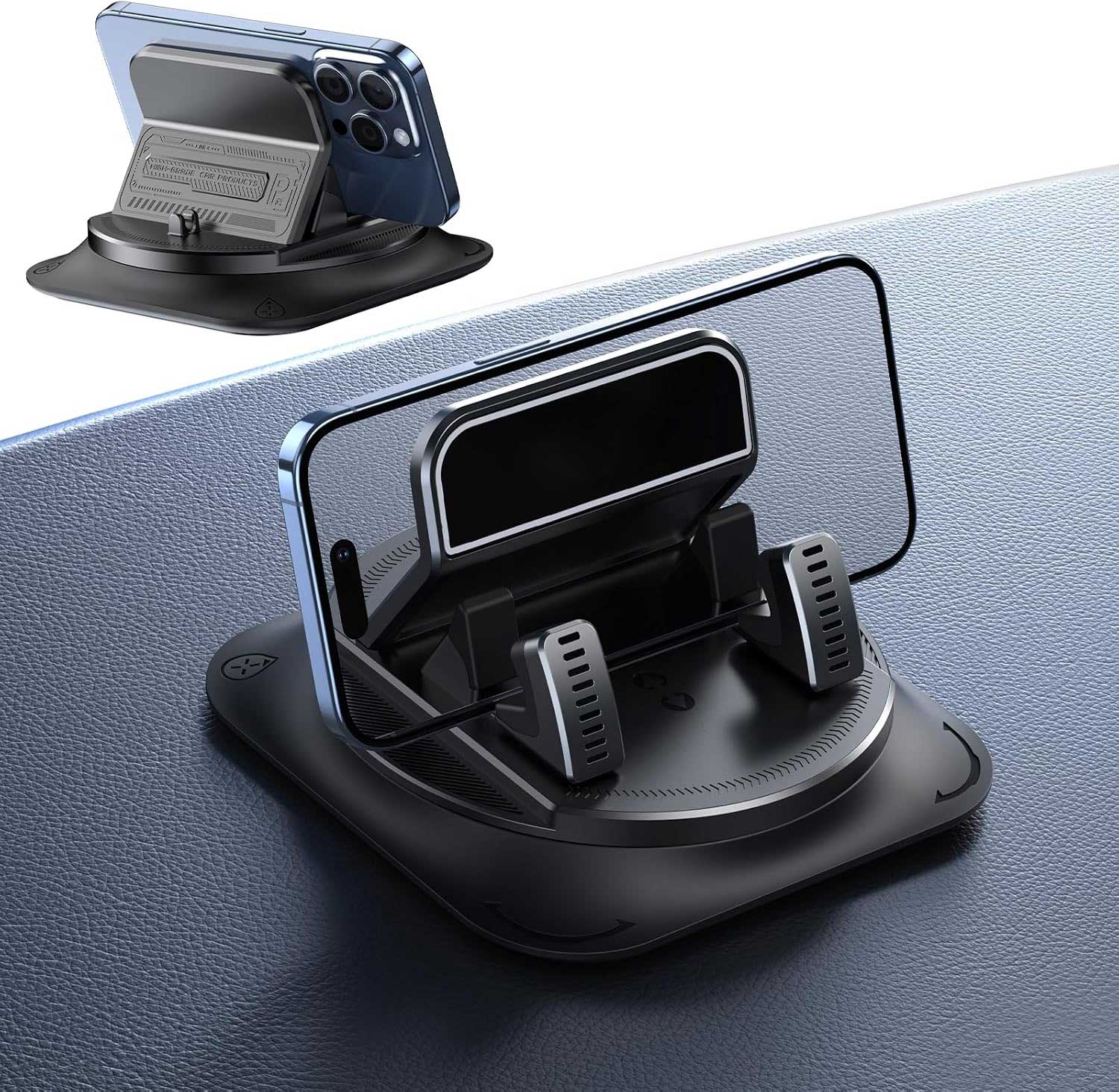 Car Mount Non-Slip 360 Degree Rotation Dashboard Holder One-Hand Operation Adjustable Spring Clip  - ONXW201 2551-1