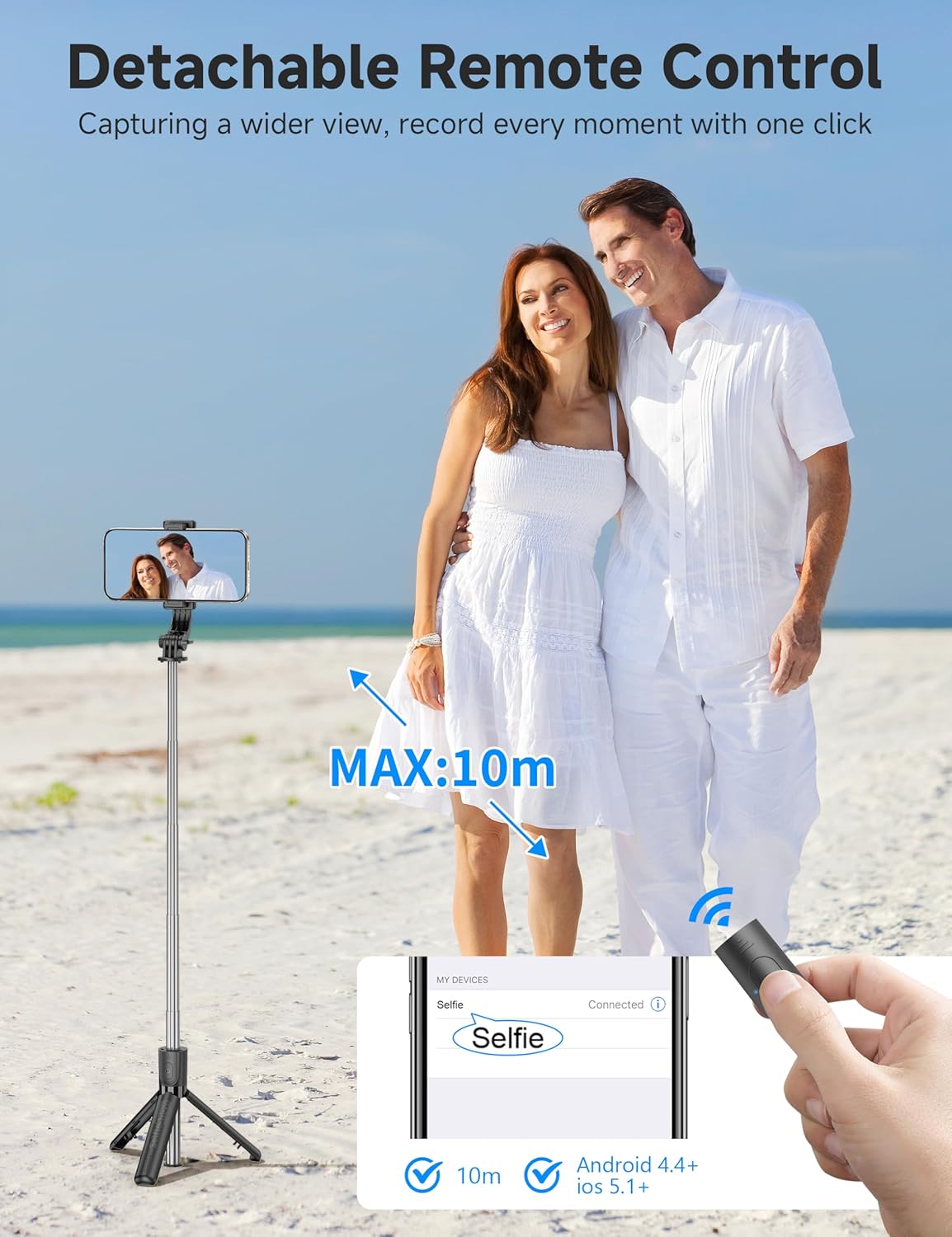 Selfie Stick  Wireless Built-in Tripod Remote Shutter Stand Self-Portrait  - ONXW14 2350-3