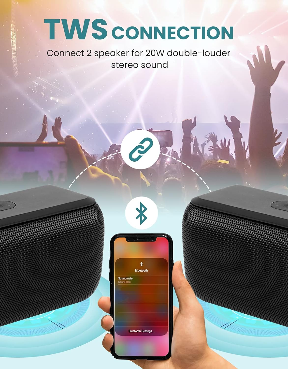 Wireless Speaker Hands-free Microphone  Audio Multimedia Rechargeable  Black  - ONXW16 2352-3