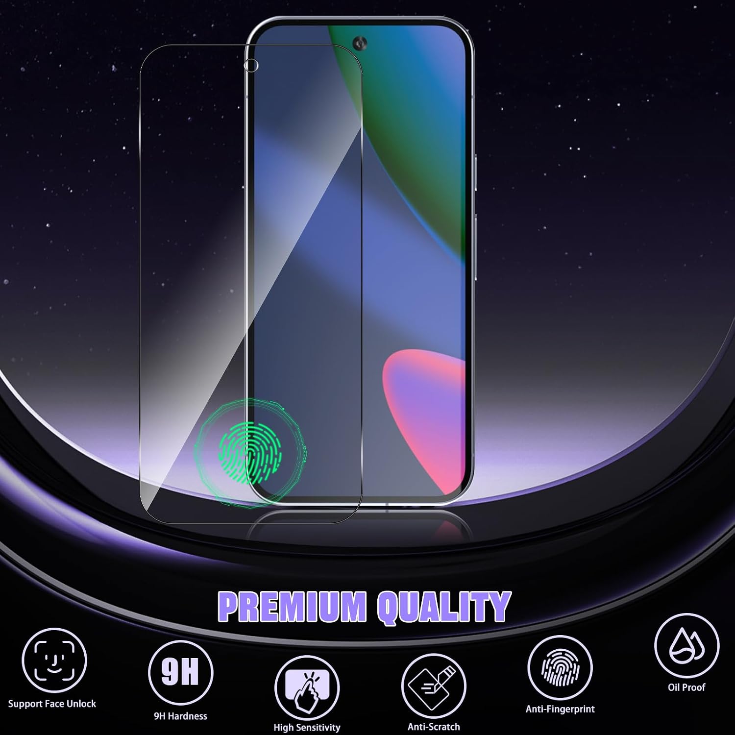 2 Pack Privacy Screen Protector Tempered Glass Anti-Spy 9H Hardness Anti-Peep 3D Edge  - ON2SP92 2453-4