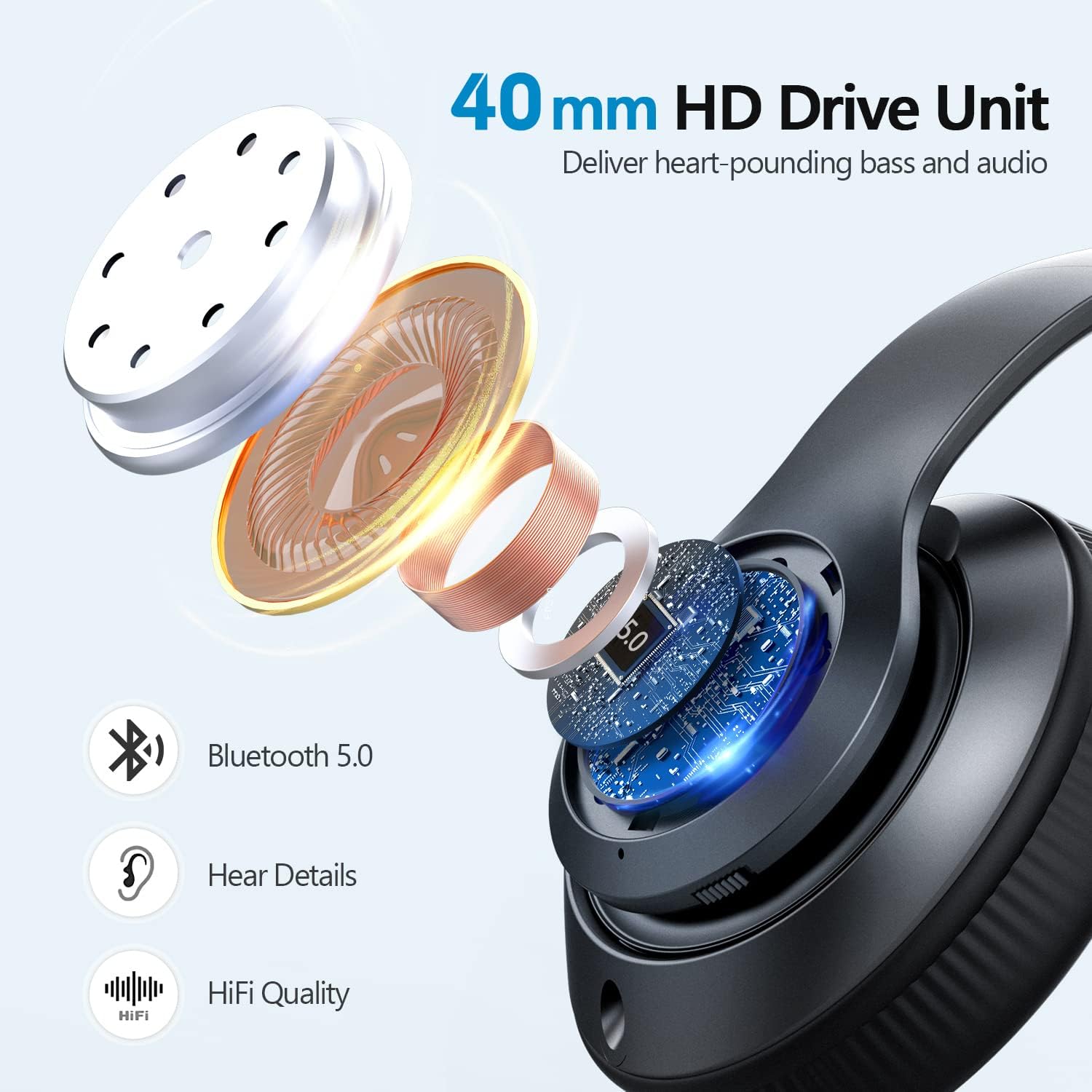 Wireless Headphones  Foldable Headset w Mic Hands-free  Earphones  - ONXW128 2476-4