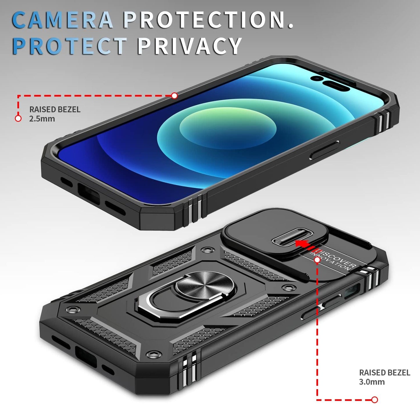 Hybrid Case Cover Metal Ring Lens Protects Kickstand Shockproof Armor  - ONXW114 2462-2