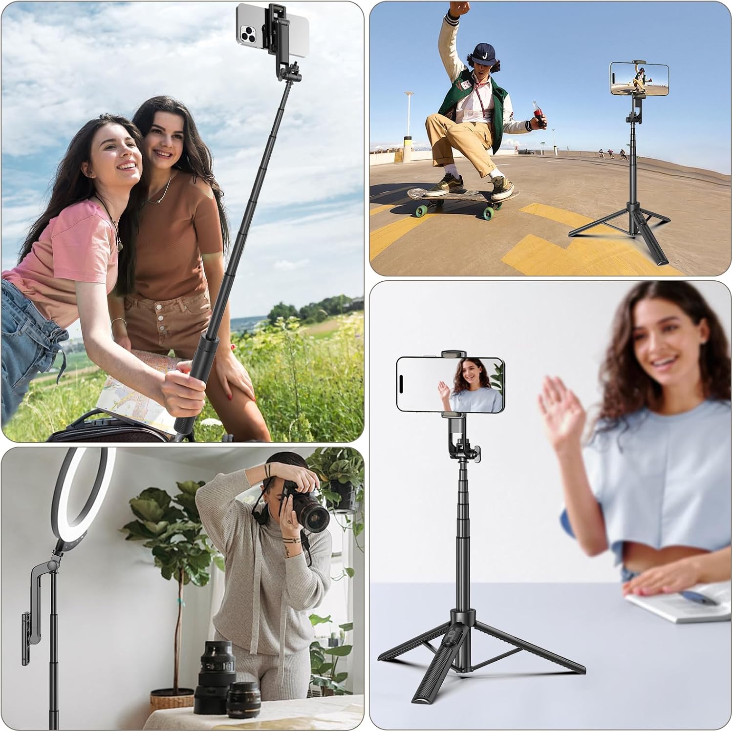 Selfie Stick  Wireless Built-in Tripod  Remote Shutter Stand Self-Portrait  - ONXW15 2351-7