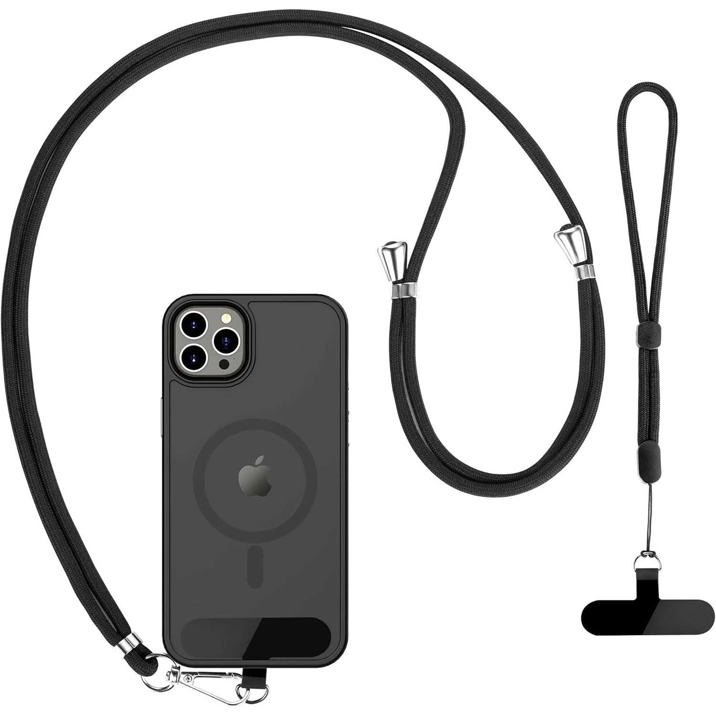 Black 2 Pack Phone Lanyard Holder Adjustable 1 Pcs Neck Straps 1 Pcs Wrist Straps For Phone Cases  - ONXW273 2634-1