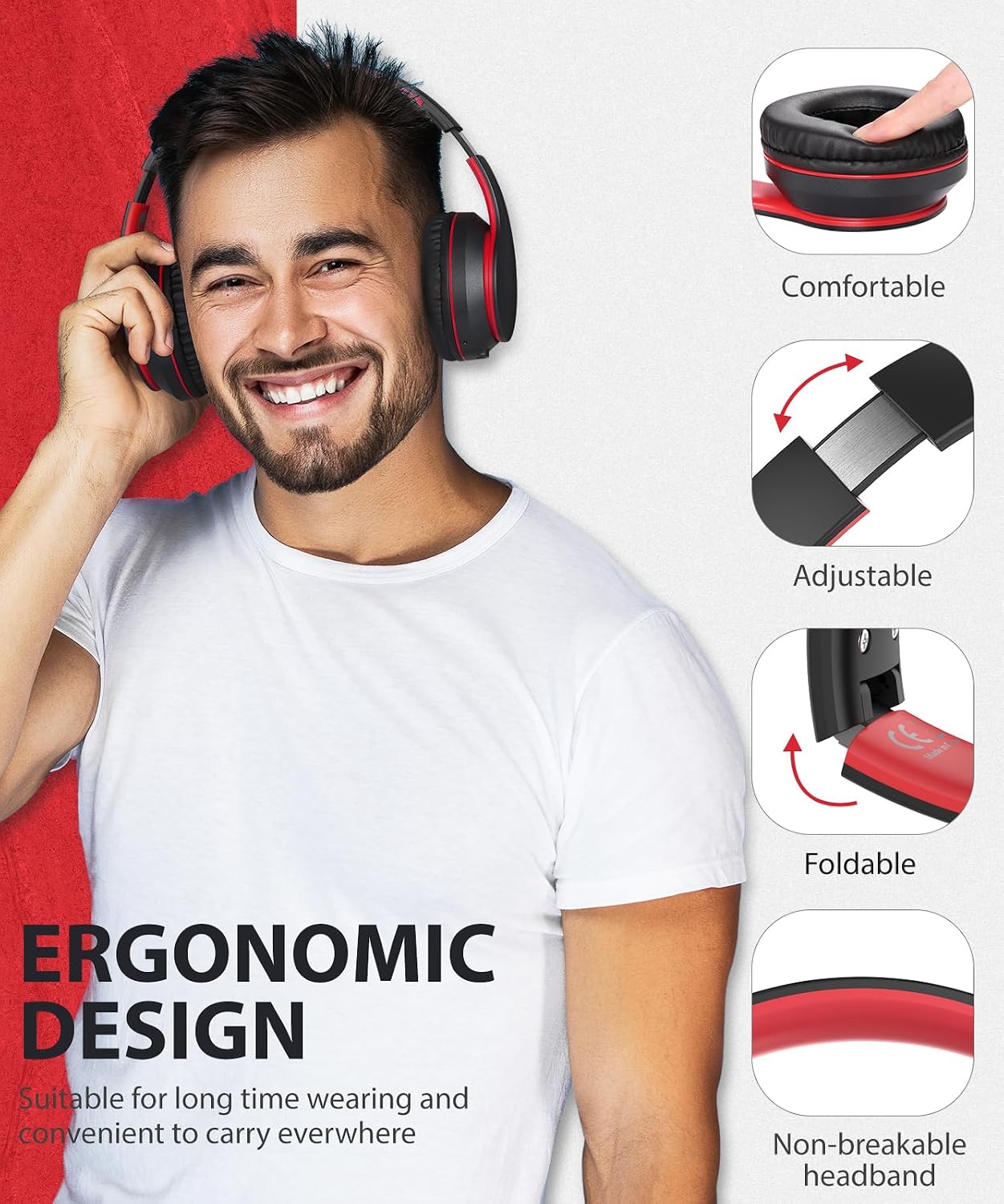 Wireless Headphones Foldable Headset w Mic Earphones Earbuds  - ONXW133 2482-2