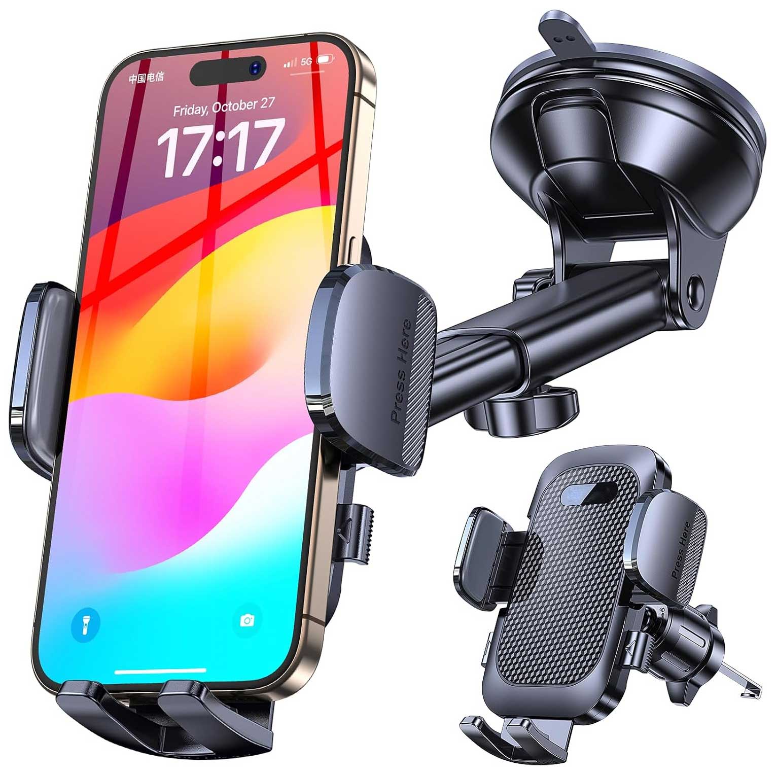 Car Mount Windshield Air Vent Adhesive Base Phone Holder Glass Cradle  - ONXW214 2564-1