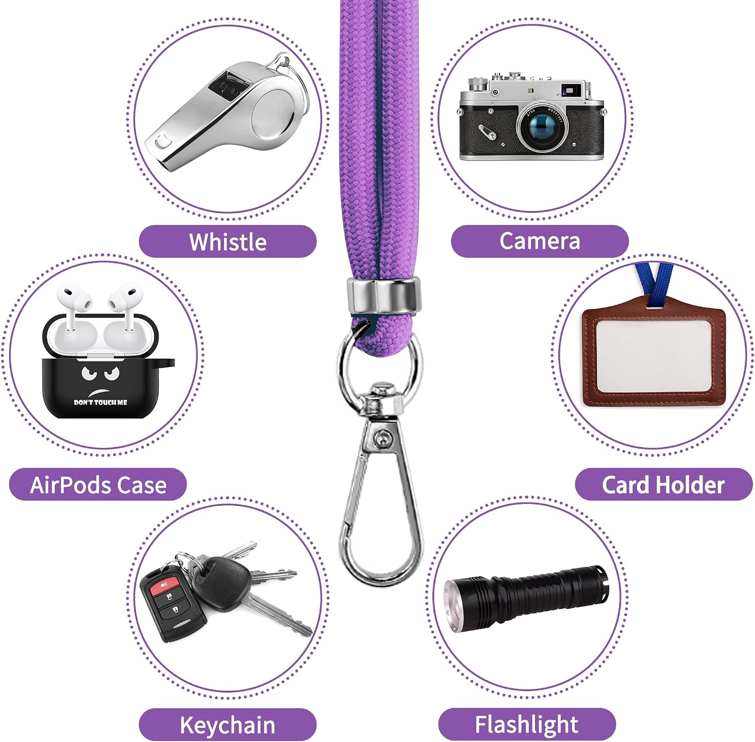 Purple 2 Pack Phone Lanyard  Adjustable Holder 1 Pcs Neck Straps 1 Pcs Wrist Straps For Phone Cases   - ONXW274 2635-6