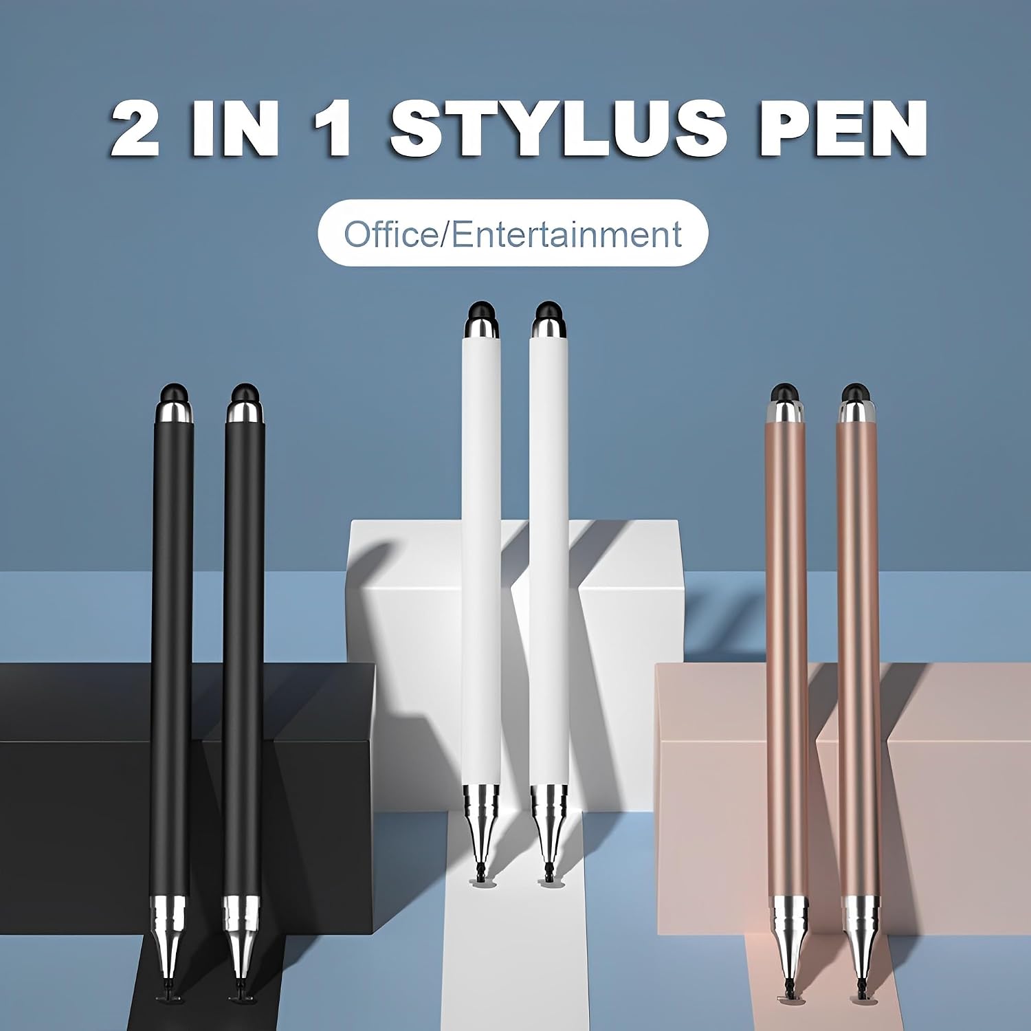 3 Pcs Stylus Touch Screen Pen  Lightweight Plastic  Black, White, Rose Gold  - ONXW260 2621-2
