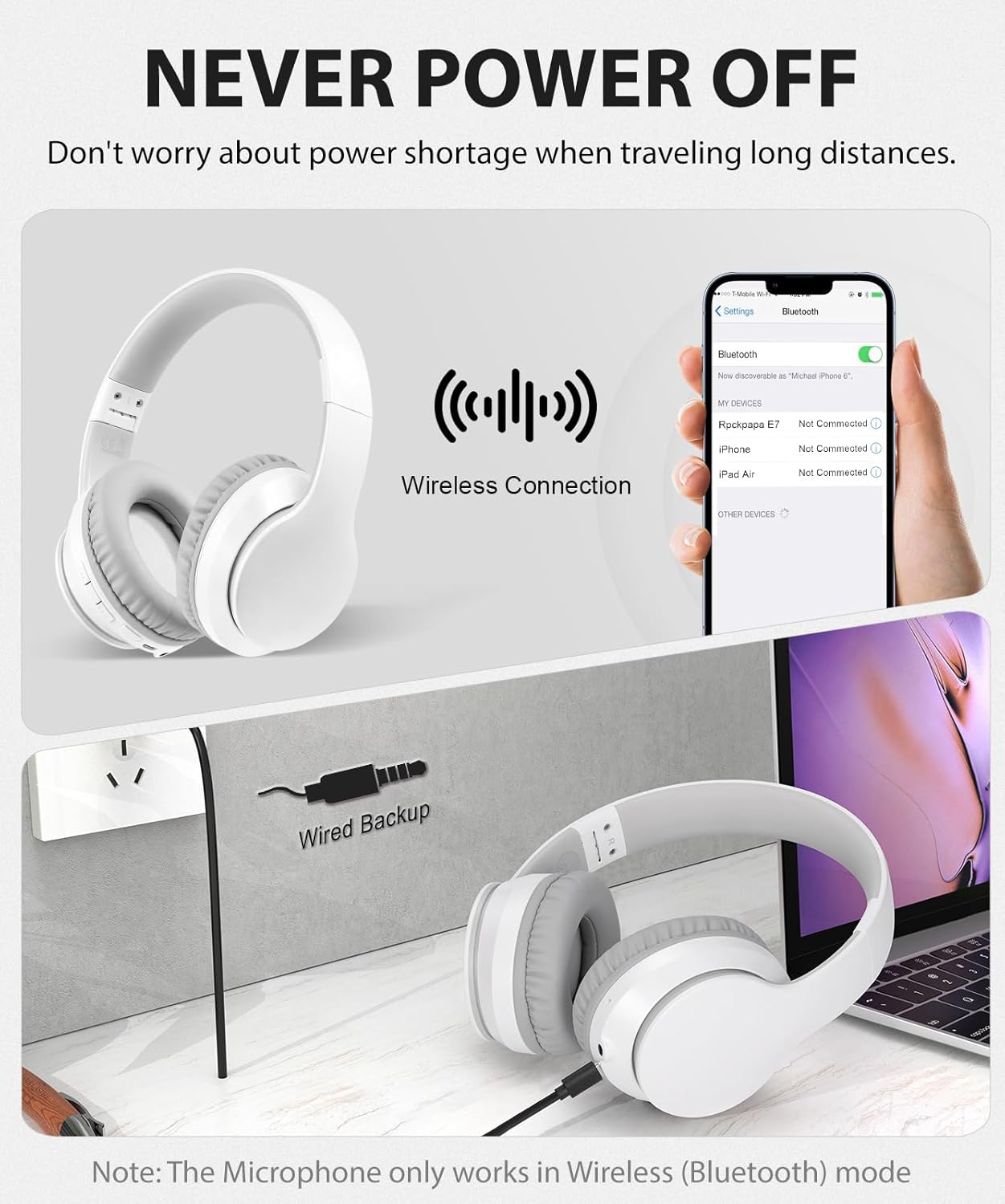 Wireless Headphones Foldable Headset w Mic Earphones Earbuds  - ONXW132 2481-6