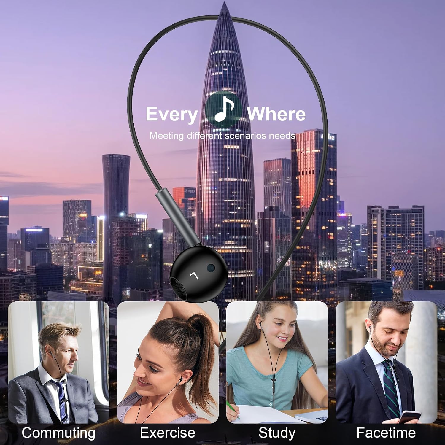 TYPE-C Earphones  USB-C Earbuds  Headphones w Mic Headset Earpieces  - ONXW202 2552-7