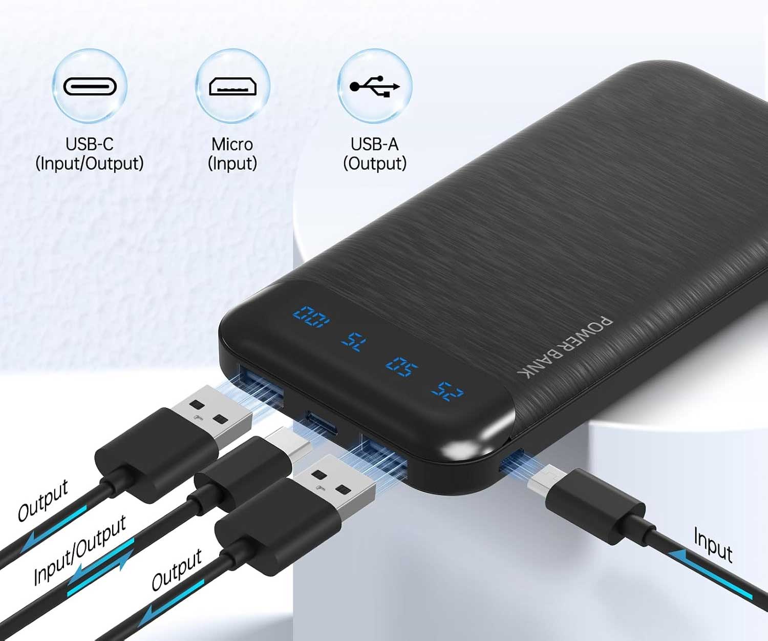10000mAh Power Bank Fast Charge Backup Battery Portable Charger   LED Display   - ONXW13 2349-2