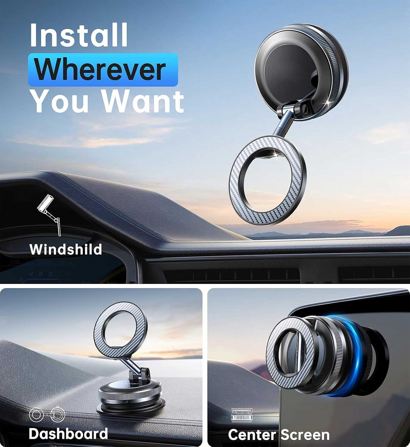 Vacuum Magnetic Phone Holder Mount Suction Folding  Windshield  - ONXW216 2566-2