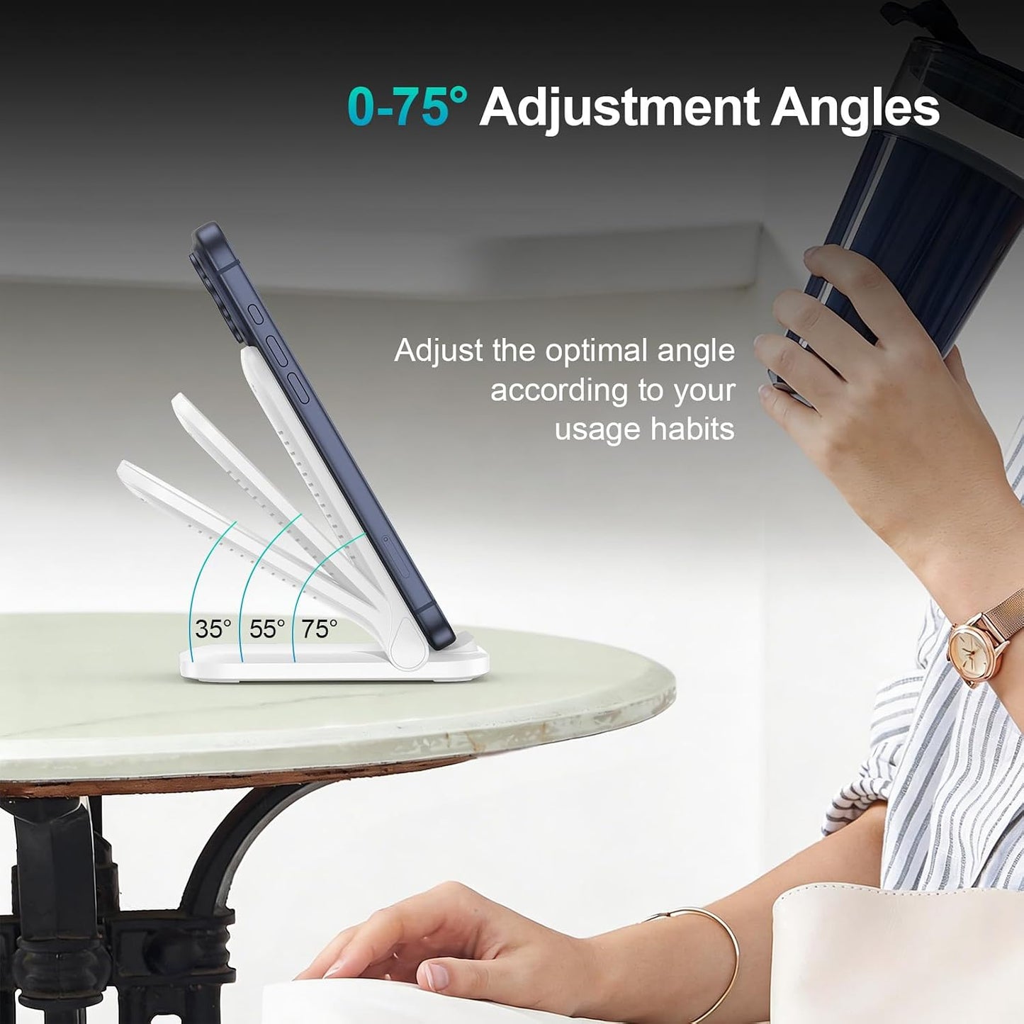 Foldable Wireless Charger 15W Fast Folding Stand Charging Pad Slim  - ONXW205 2555-4