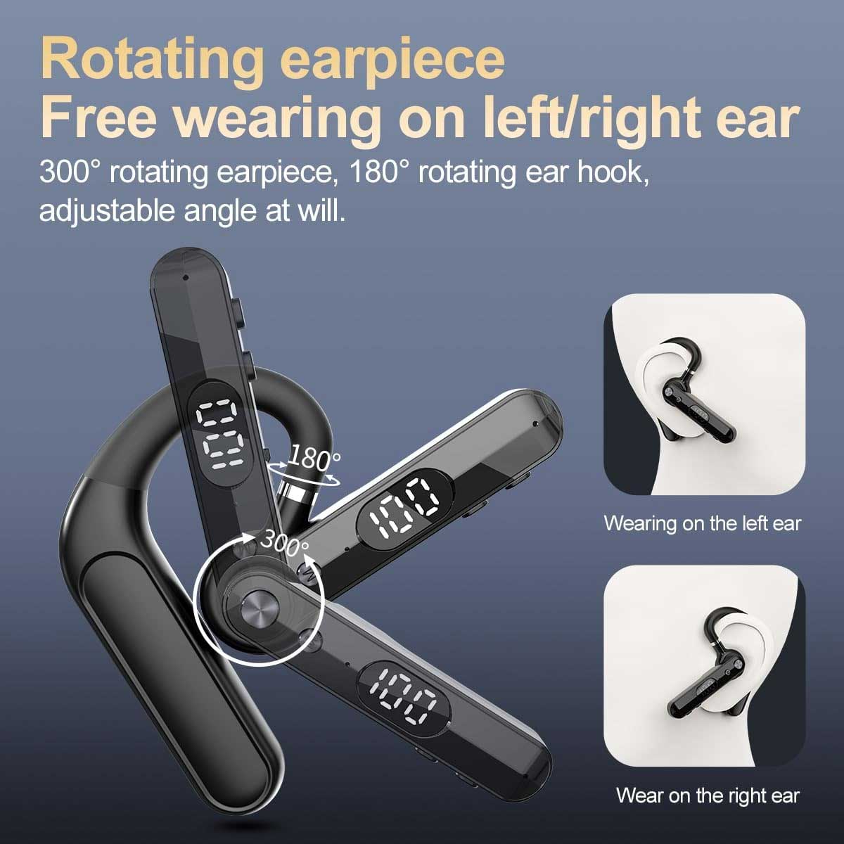 Wireless Earphone Ear-hook Headphone Boom Mic Open-Ear Handsfree Single  - ONF01 2250-2
